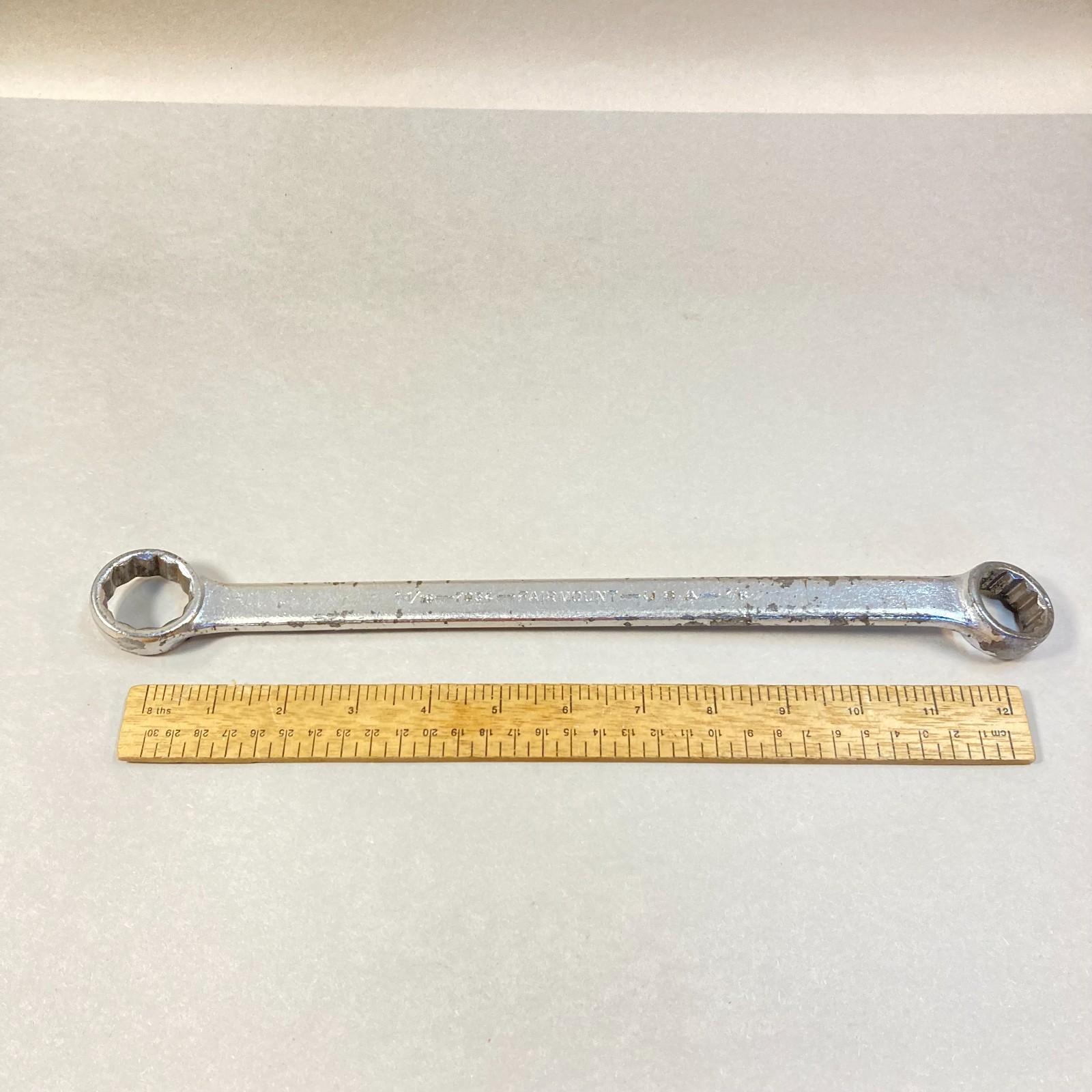 Fairmount 1-1/16″-7/8″ Wrench Box End Long Flat Handle 12 Point SAE #7034 USA