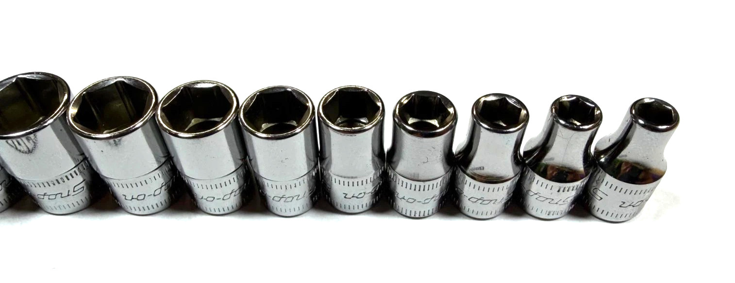 New Snap-on™ 1/4″ drive 5 thru 15 mm 6-point Shallow Socket Set 112TMMY Unused