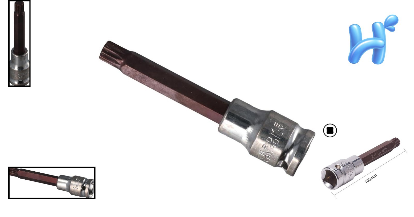 4-Inch M10 Triple Square Spline Bit Socket – Durable S2 Steel for Heavy-Duty Use