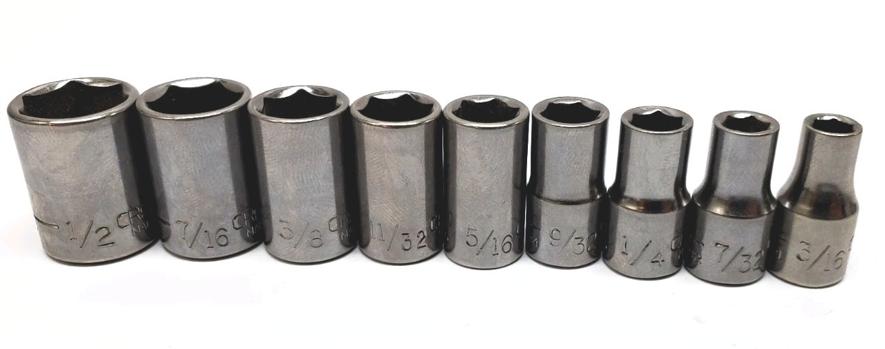 Craftsman 9pc 1/4″ Drive 6pt SAE Socket Set Made in USA 3/16″ to 1/2″ -G1-