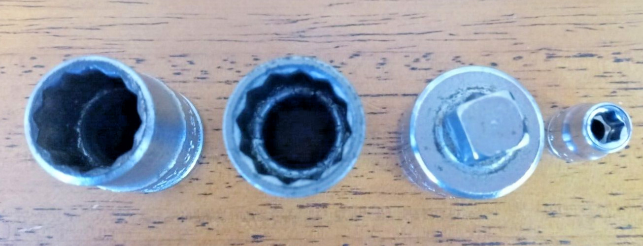 Husky Lot Of Three Vintage Made In USA & One Made In China Sockets Male & Female
