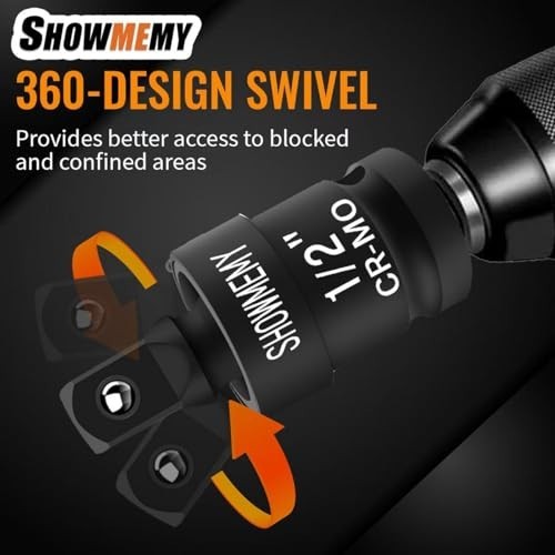 Impact Swivel Socket Set 6 Piece Cr-Mo Steel 14 38 12 Drive Universal Joint