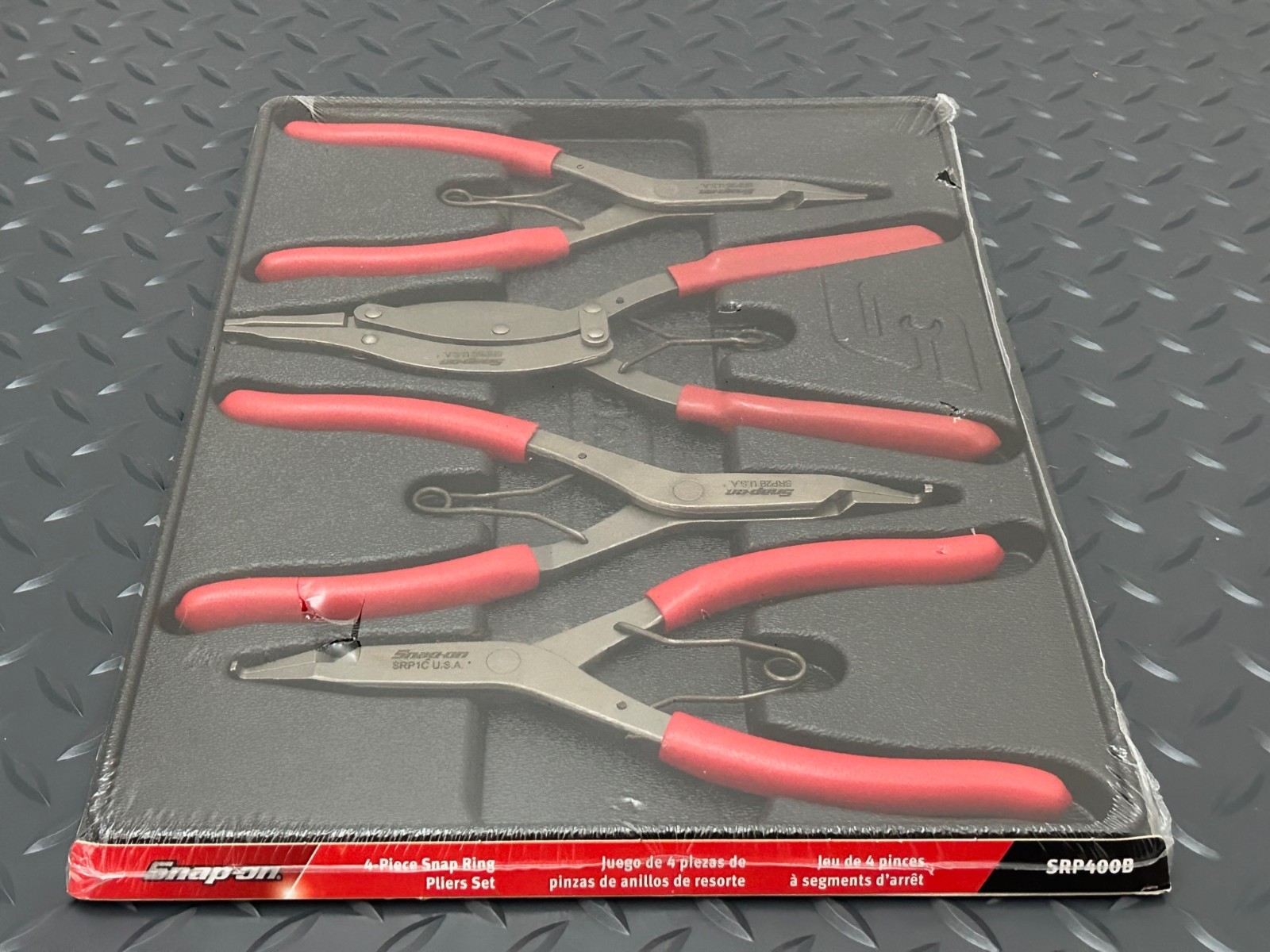 Snap-on srp400b 4 pc. snap ring plier set srp1c,srp2b,srp3b,srp5b sealed set