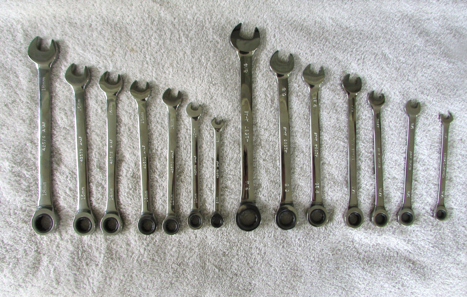 Craftsman 14 pc Wrench Set ~7 A-AE SAE~ 7 A-AF Metric Polished Chrome Ratcheting