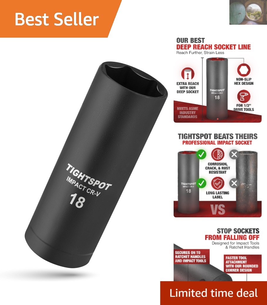 1/2 Inch Drive 18mm Deep Impact Socket – CRV Steel & Manganese Phosphate Finish