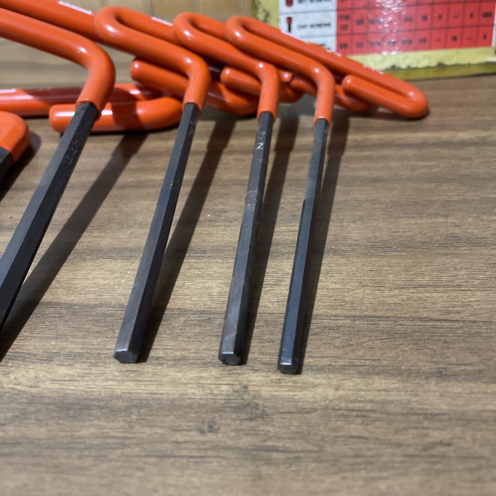 Vintage Eklind Tool 53610 10 Piece ~6″ SAE Cushion Grip T-Handle Hex Key Set