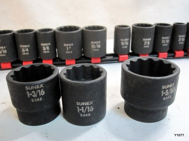 Sunex 12-Point 1-2 Drive SAE Shallow Impact Socket Set 15 pcs