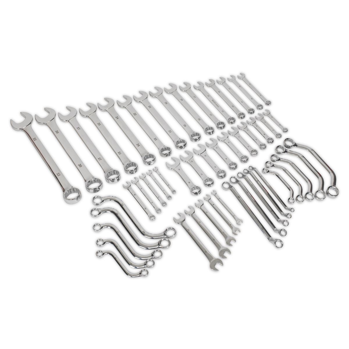 Siegen by Sealey Multipurpose Spanner Set 50pc 6-32mm Combination Offset Ring