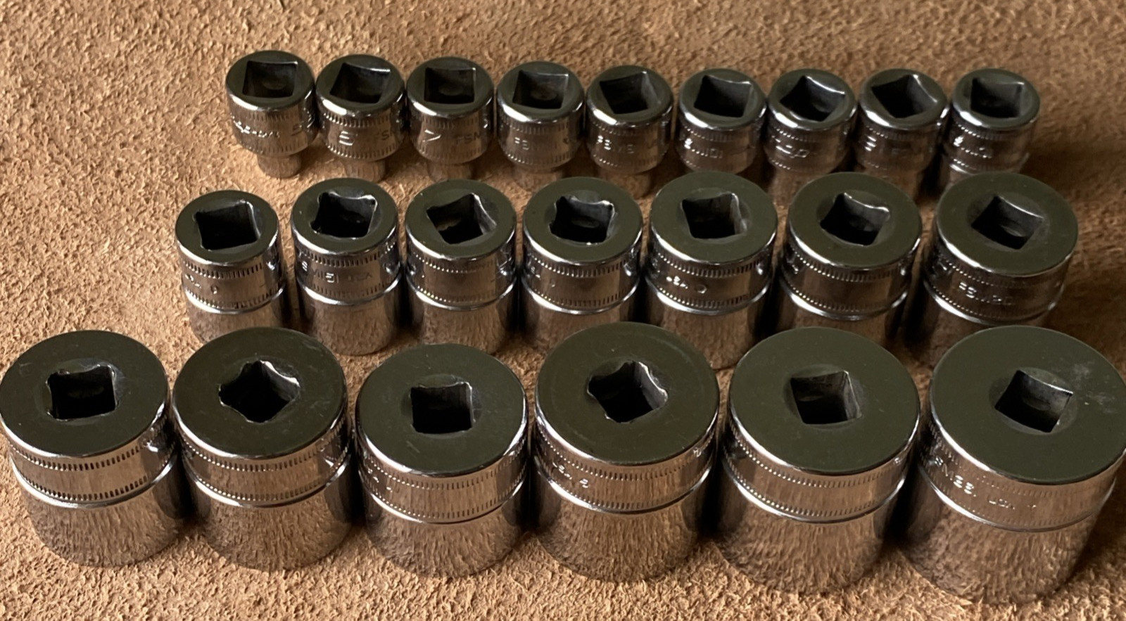 Snap-on 22Pc Metric 3/8 Drive Shallow FSM Socket Set 5.5mm-26mm 6Pt Minty