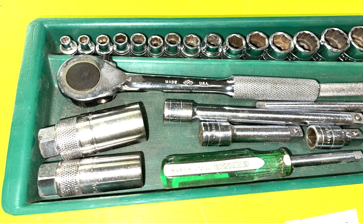 S-K TOOLS 50 PIECE 1/4 & 3/8 DRIVE SAE. GENERAL SERVICE SET SHORT & DEEP