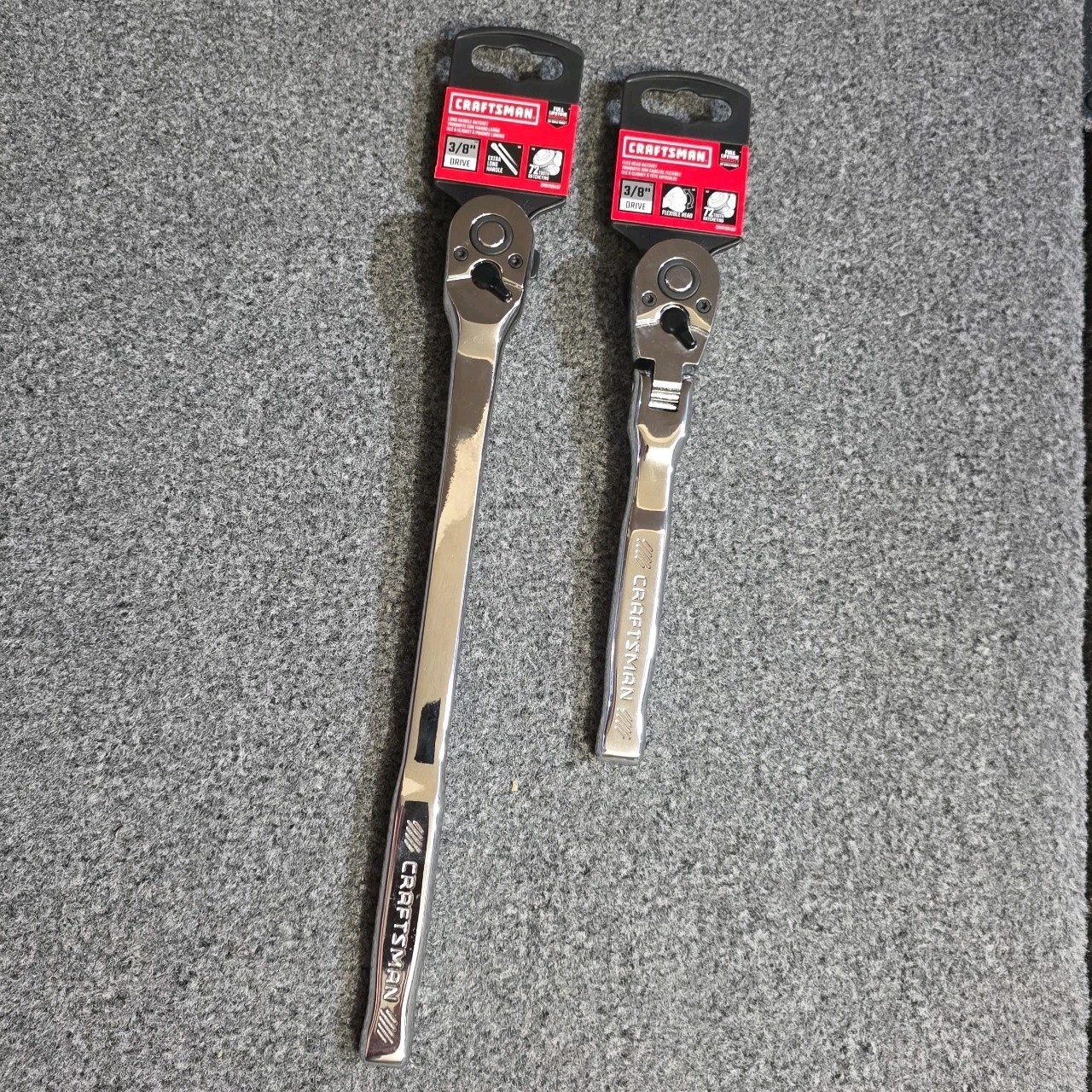 Craftsman 72 Tooth Ratchet Set 3/8″ Drive & 1 Flex Head Lot 2pc New