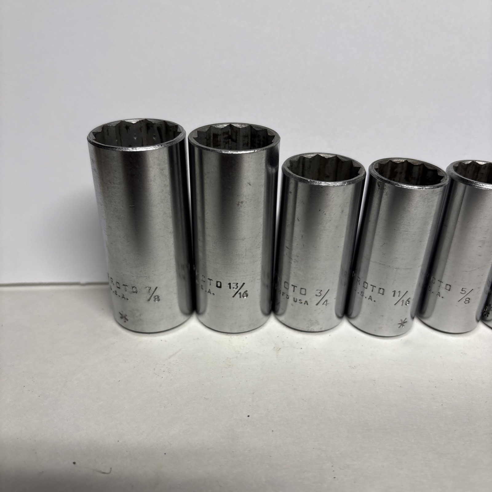 PROTO 3/8” Ratchet No. 5249 & PROTO 9 Piece 3/8” Drive Deep 12pt. Sockets U.S.A.