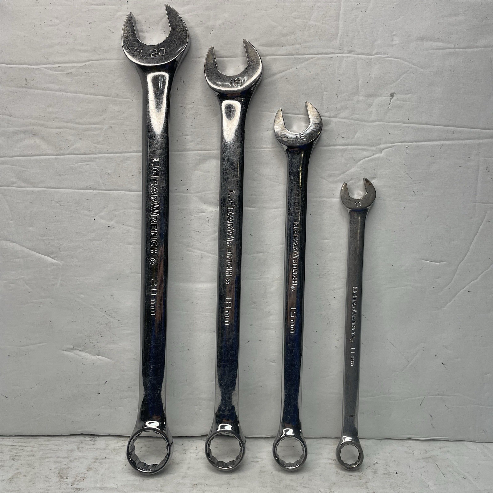 Gearwrench Wrench Set (4) – 20mm, 18mm, 15mm, 11mm – Models 81677–81668 – Used