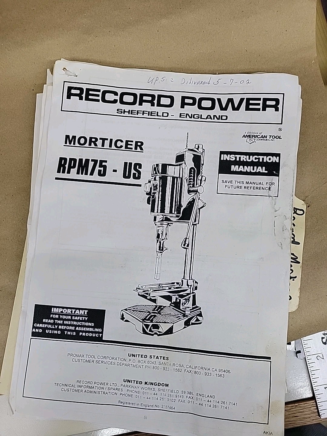 Record Morticer RPM75 Morticing Machine 1/4″ 3/8″ 1/2″ Chisels