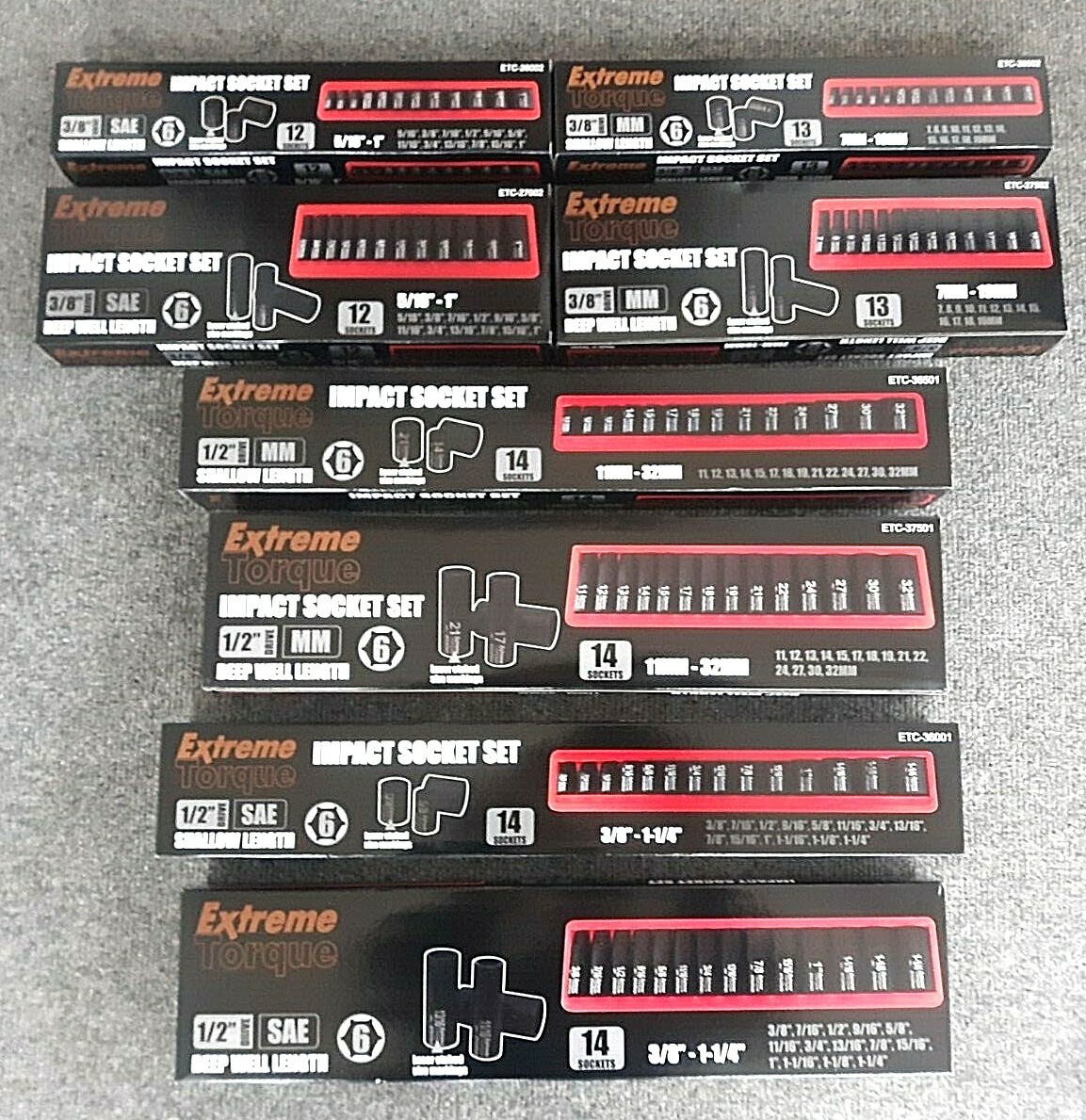 106 pc Six Point Impact Sockets SAE & Metric 3/8 & 1/2″ Drive Deep & Shallow Set