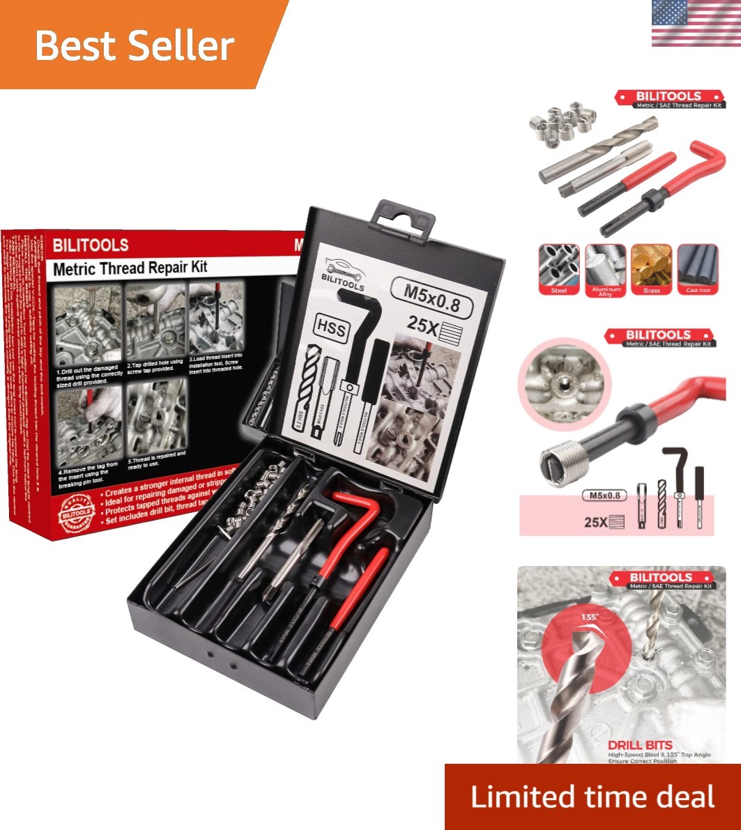 Portable M5x0.8 Thread Repair Kit – Essential Tools for Automotive & Plumbing