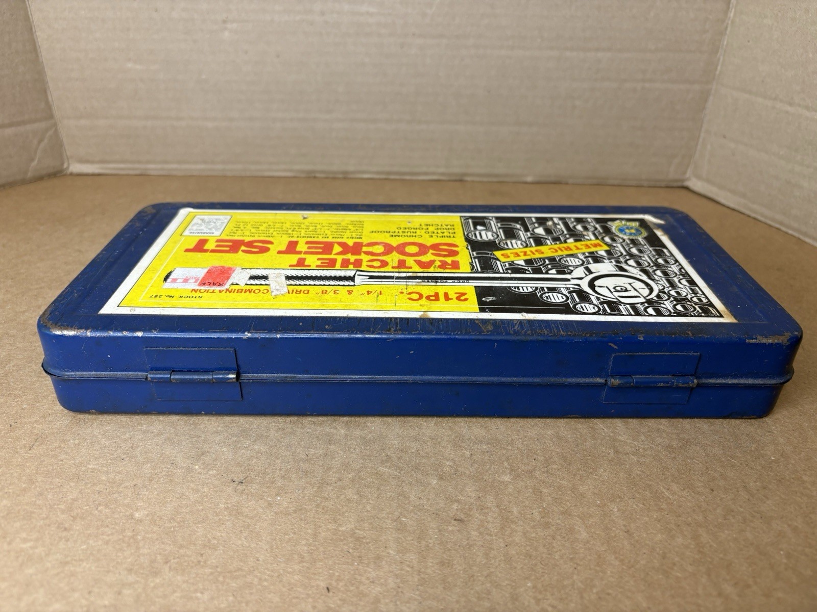 Vintage Royal Tools Tin Case ONLY for Ratchet Socket Set 257 Metric NO Contents