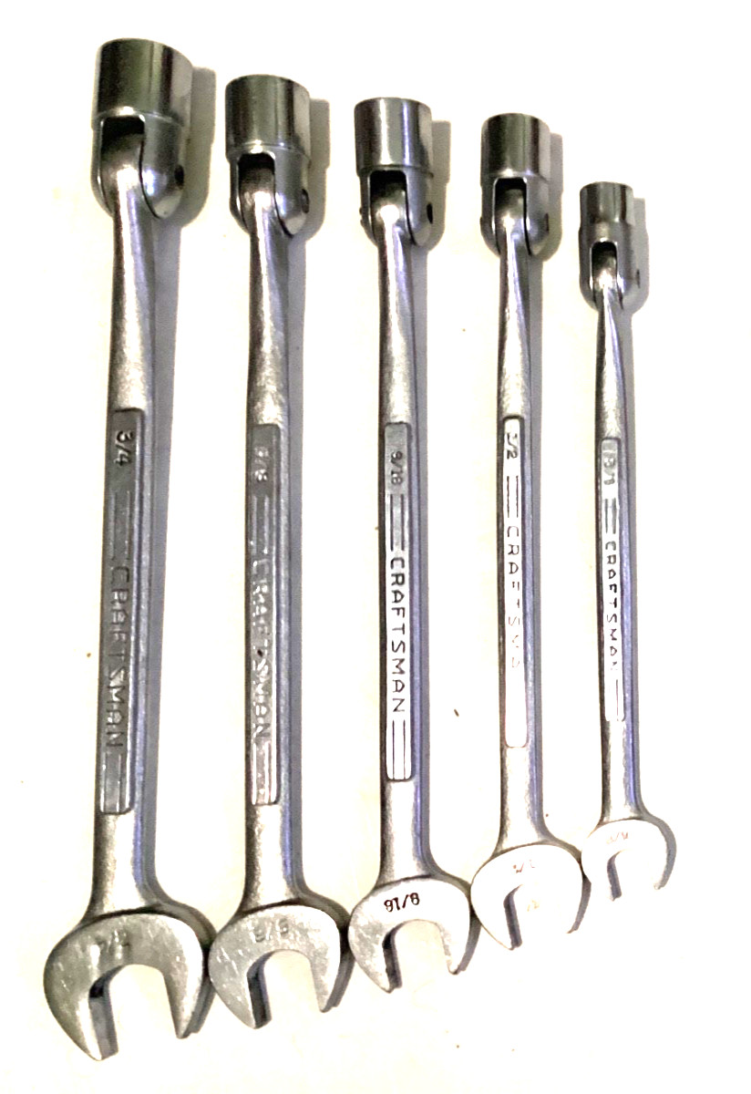 VTG Craftsman Flex Socket Combination Wrench 5pc Saltus 3/8 1/2 9/16 5/8 3/4″ V