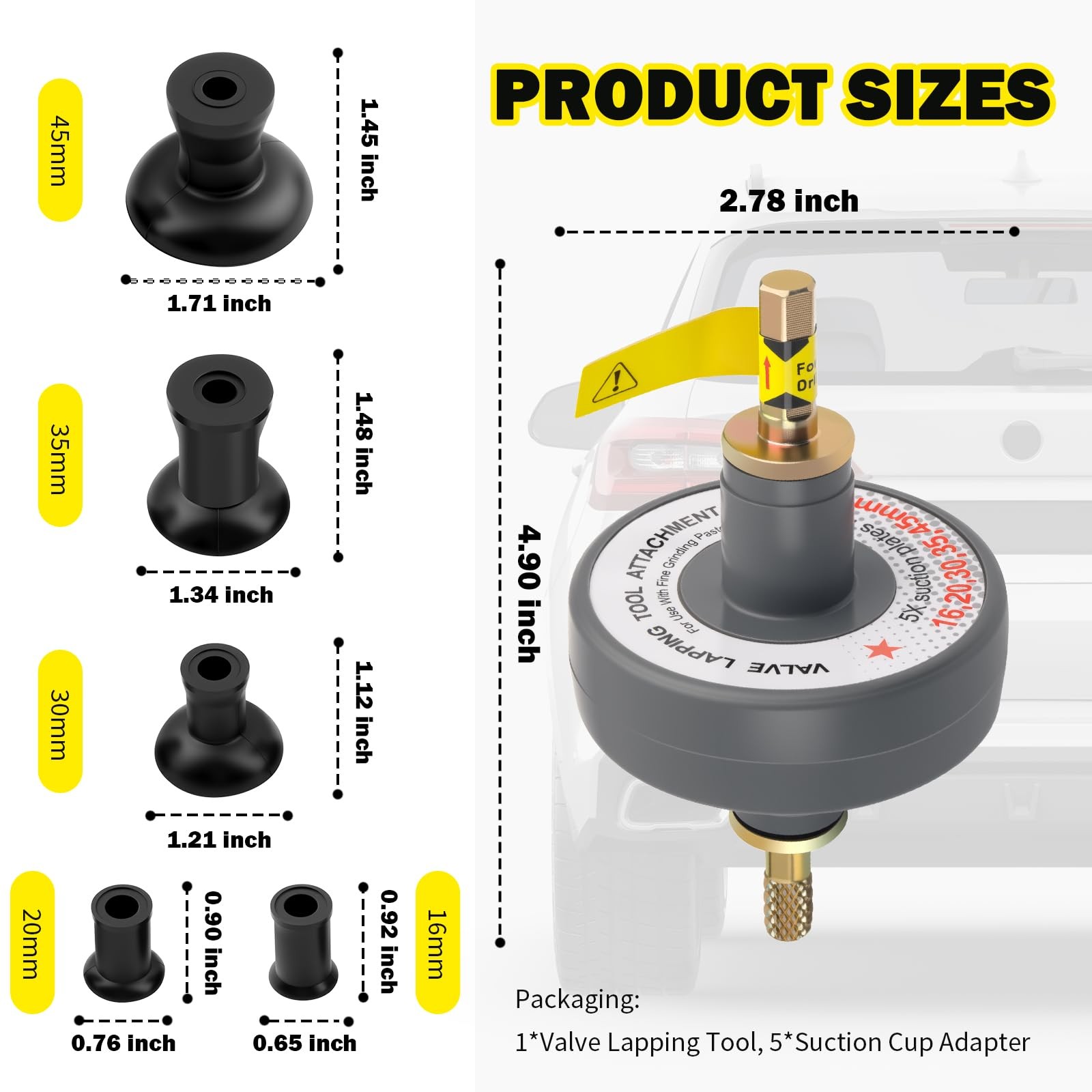 Valve Lapping Tool Kit with 5 Suction Cups for Small Engine Repair