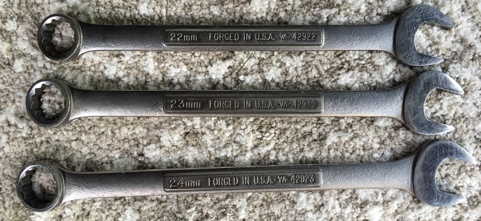 3 PIECE LOT LARGE METRIC CRAFTSMAN WRENCH SET 22MM 23MM 24MM MADE IN USA USED
