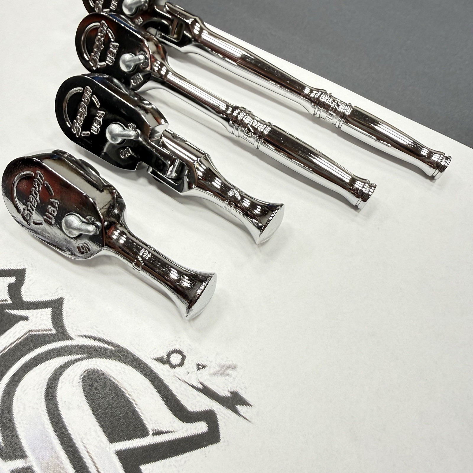 Snap-on Tools USA 4pc 3/8″ Drive Chrome Handle COMPACT Body Ratchet Set FKC72