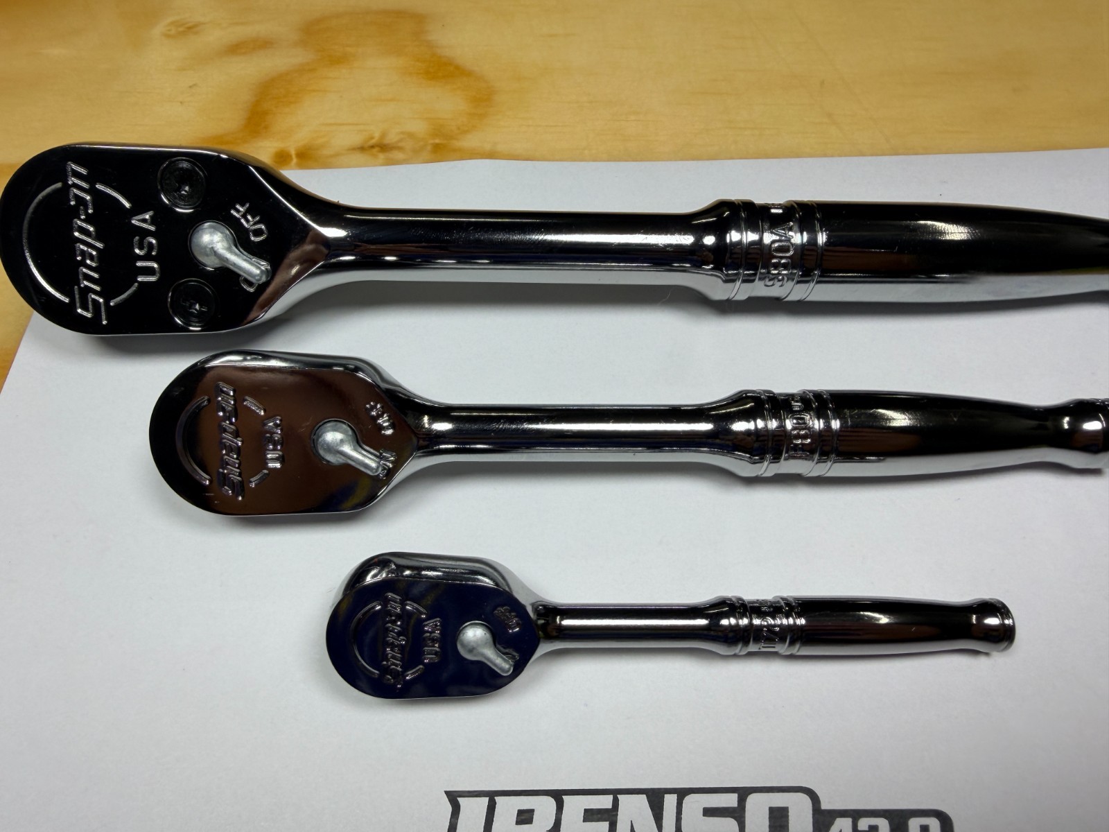 Snap-on Tools NEW 3pc Mix Drive Chrome Fixed Head Ratchet Set T72 F80 S80A RAT80