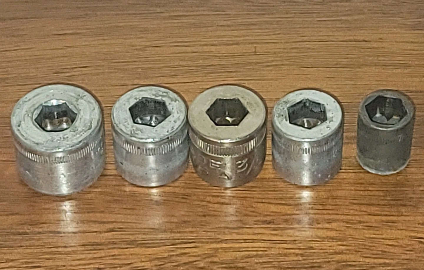 Mixed Lot Of 5 Hexagon Drive Sockets 12pt SAE