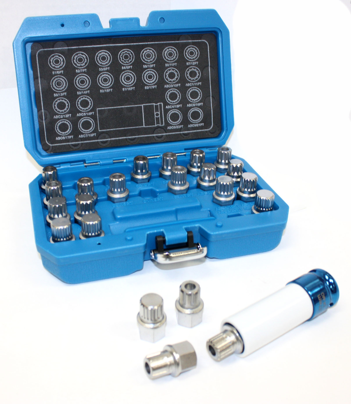 23Pcs Wheel Lock Lug Nut Spline Remover Socket Set Anti Theft Wheel Key VAG Golf