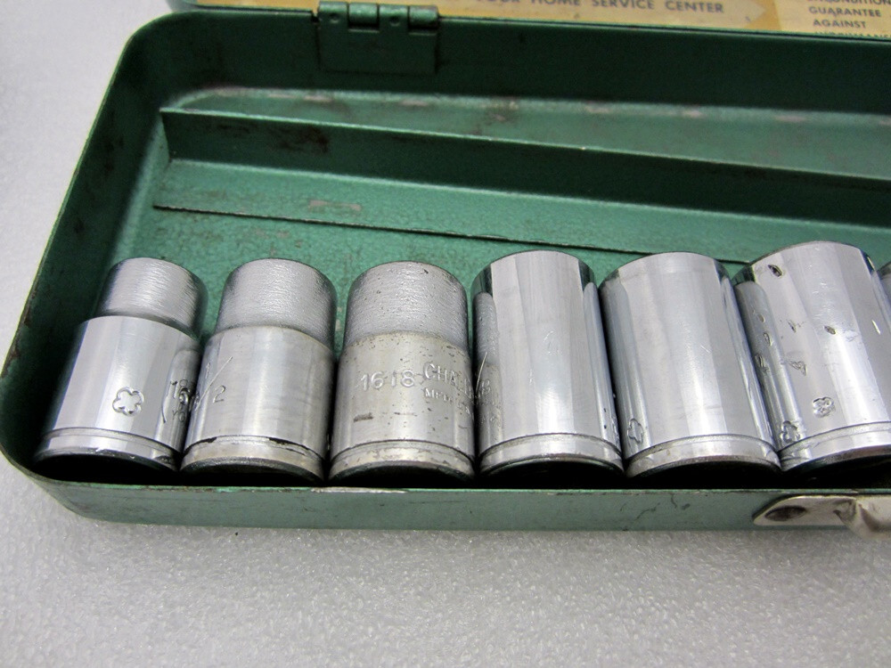 Vintage Penens Challenger 1/2″ Drive 13pc SAE 12pt Socket Set 2077 Made in USA