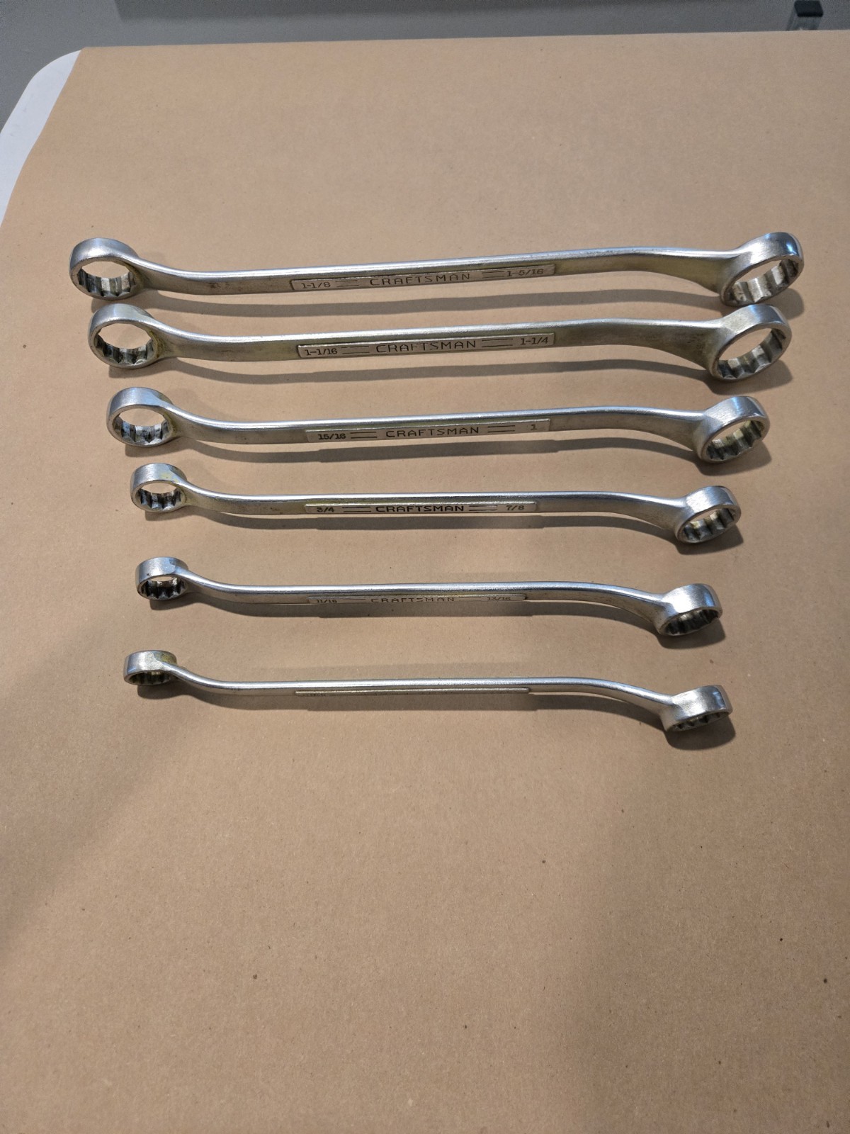 Craftsman Vintage =V= 19/32-1-5/16″ 12PT SAE Offset Box End Wrenchs USA Set Of 6