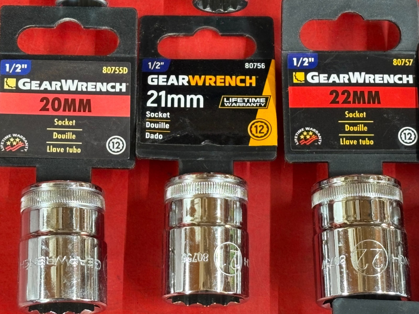 GEARWRENCH (19) PIECE 12mm-36mm 1/2″ DRIVE 12 POINT METRIC STANDARD SOCKET SET
