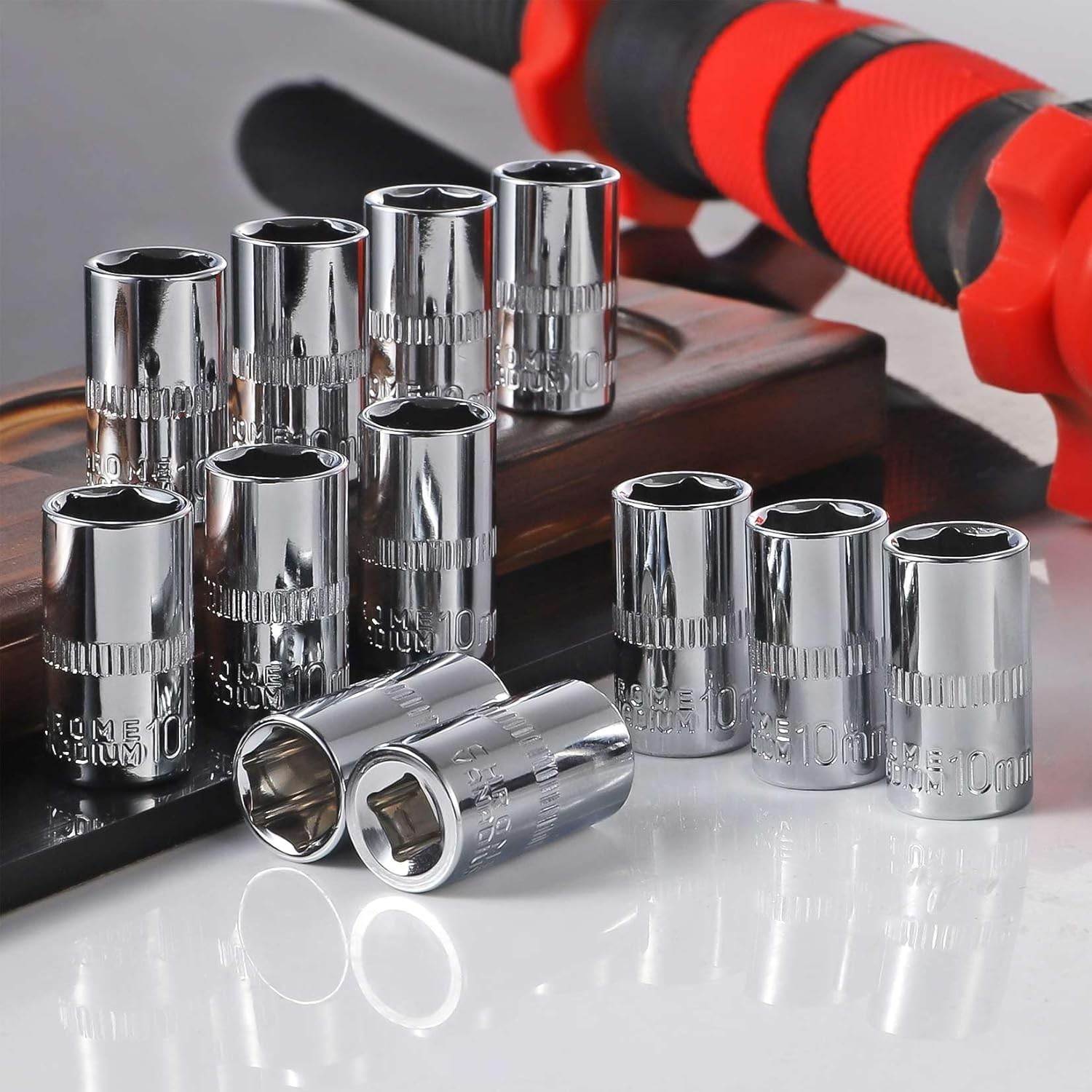2Pcs Corrosion-Resistant 1/4 Inch 10mm Shallow Socket Set for Precision Work