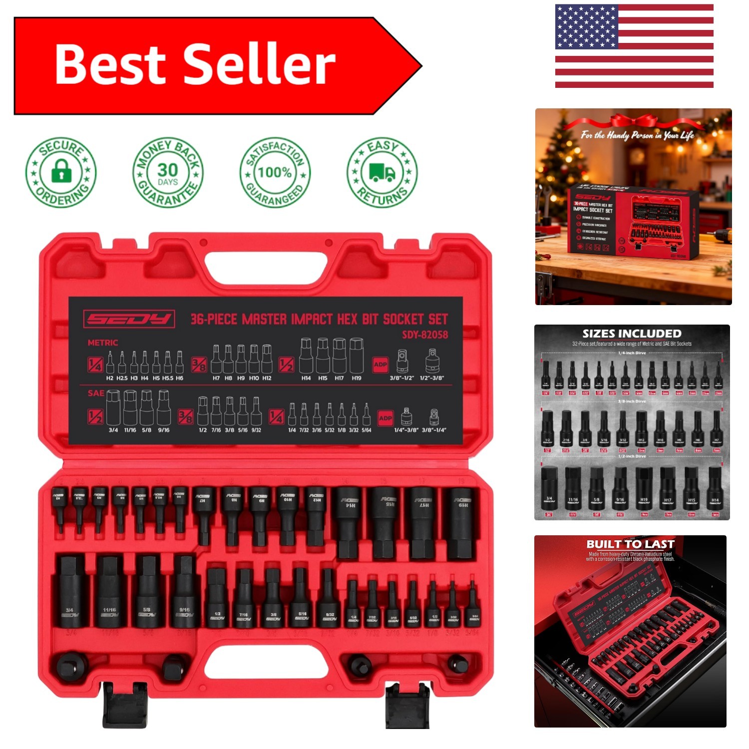 Heavy-Duty 36-Piece Hex Bit Socket Set – Precision Engineering & Storage Case