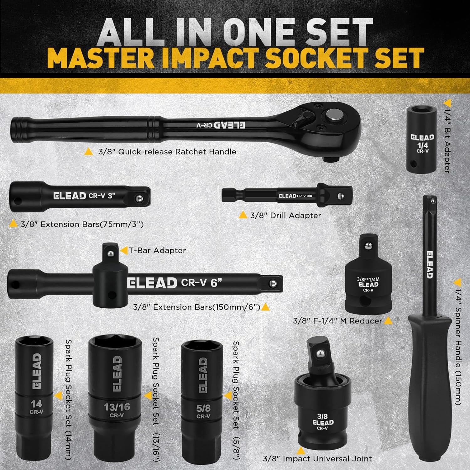 96-Piece Chrome Vanadium Impact Socket Set with Ratchet & Extensions