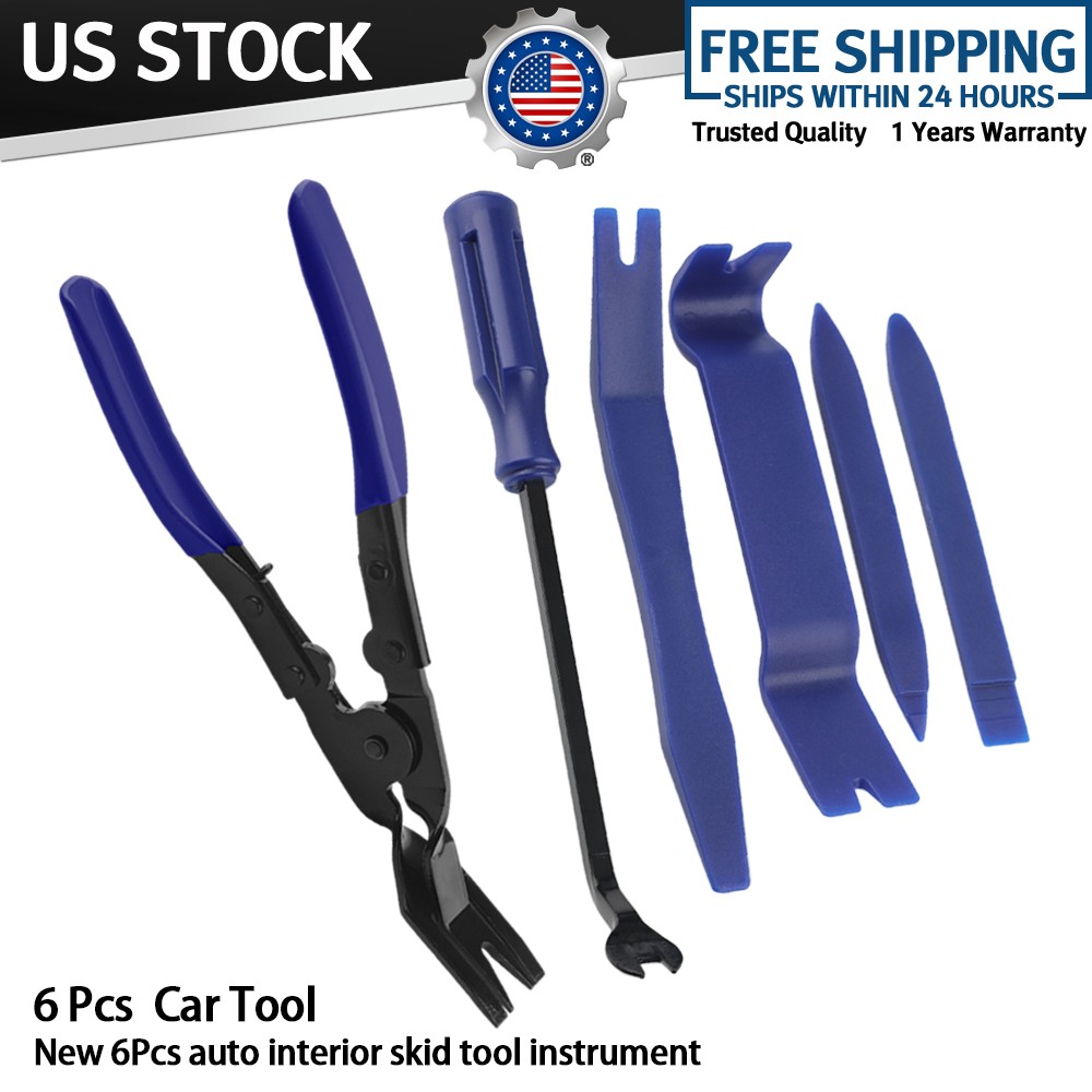 Car Trim Removal Tool Set Hand Tools Pry Bar Panel Door Interior Clip 6PCS Kit