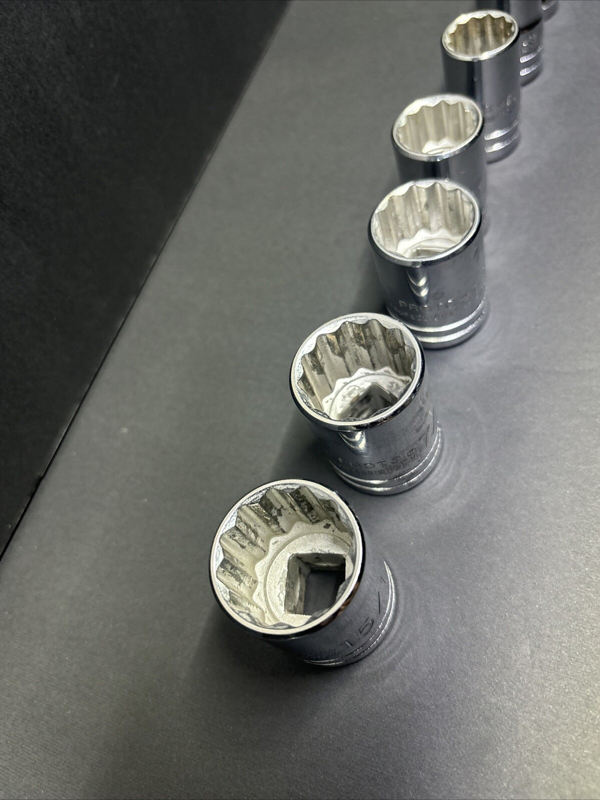 8 Proto 1/2″ Drive 7/8, 15/16, 13/16, 11/16, 9/16 SAE Sockets Chrome 12 Pt USA