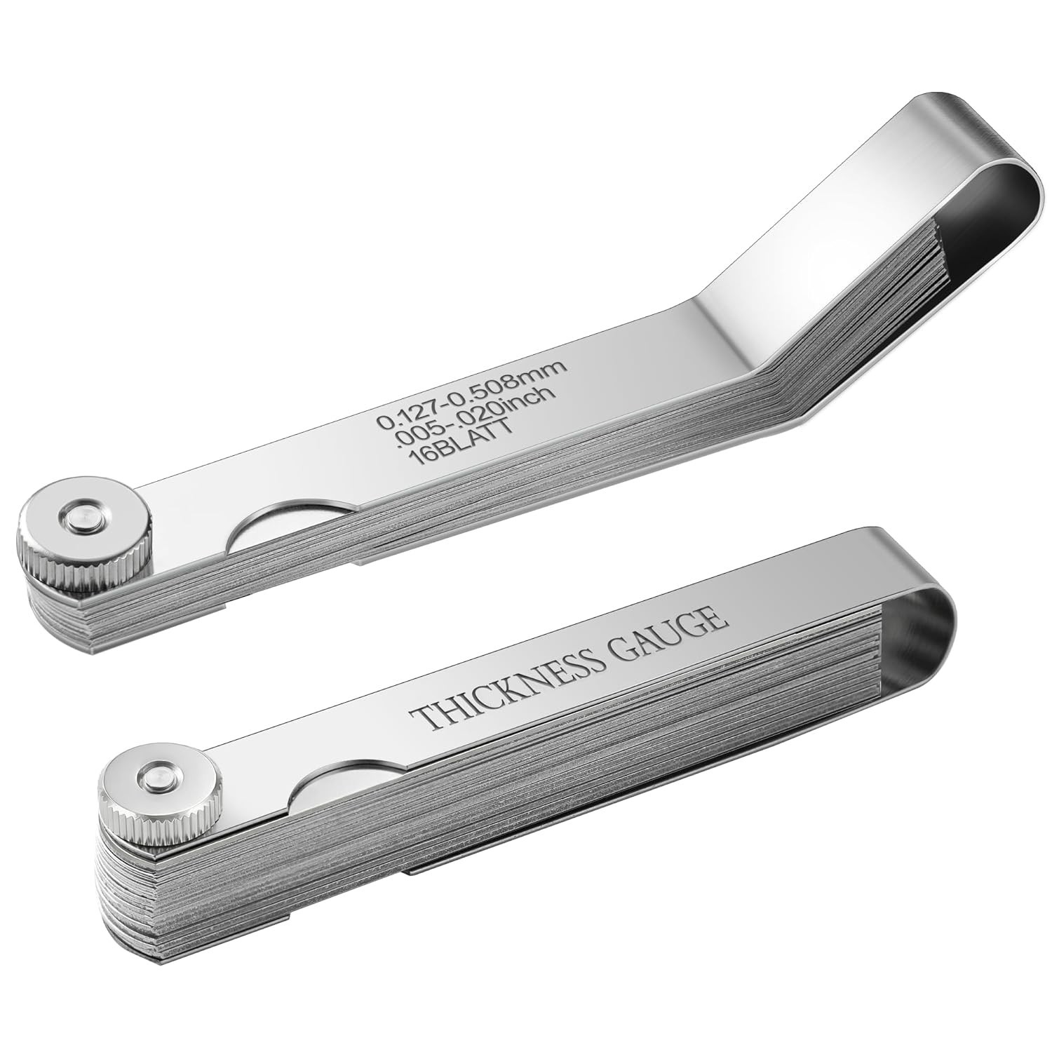 Feeler Gauge Set 2pcs Stainless Steel 32 Straight 16 Offset Blades SAE Metric
