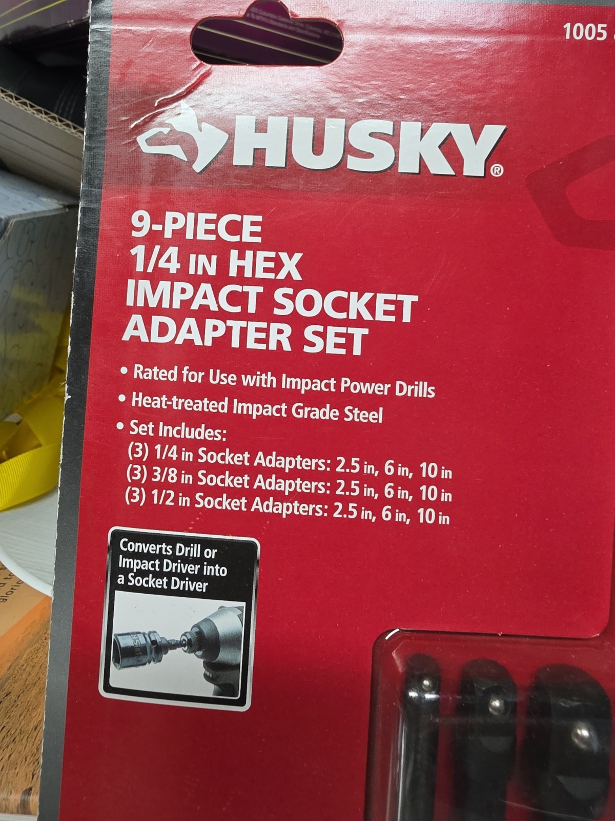 Husky 9 Piece 1/4” – 3/8” – 1/2” Hex Impact Socket Extension Adapter Set