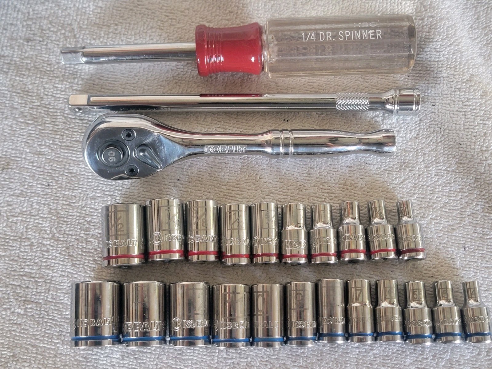 93pc Kobalt MIX Socket Wrench Set 1/4, 3/8, 1/2 dr., SAE/Metric + 18pc Apex Bits