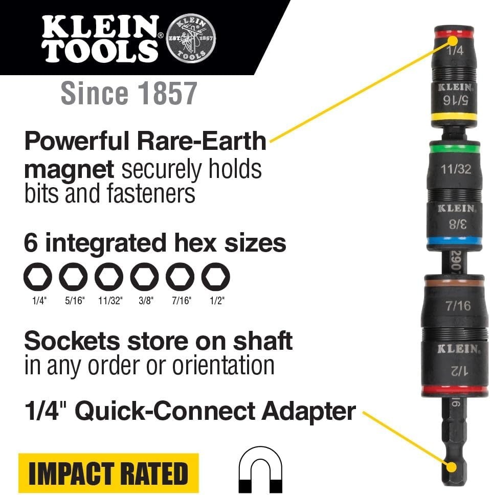 32907 Impact Driver, 7-in-1 SAE Impact Socket Set, Flip Socket Set with 1/4, …