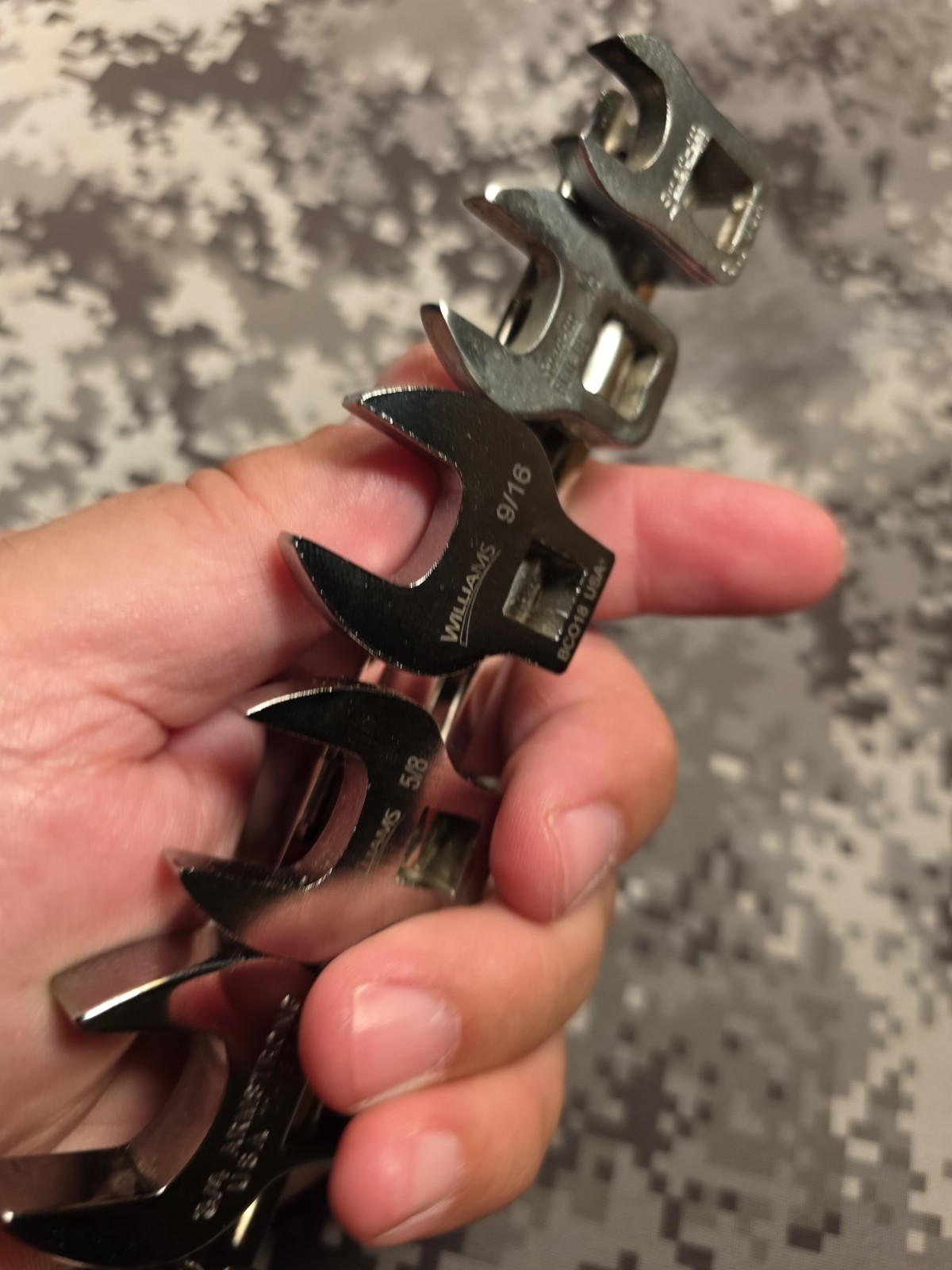 SNAP-ON ARMSTRONG WILLIAMS SAE CROW FOOT SET 7/16 1/2 9/16 5/8 3/4 AND 13/16″