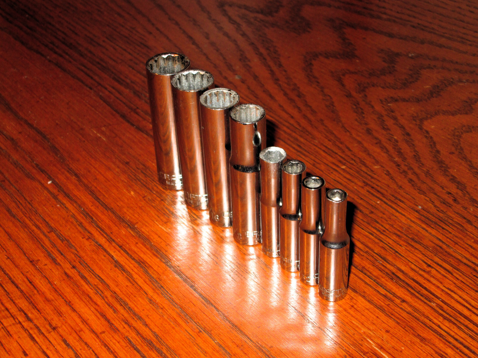 Set of 8: Craftsman G Series 1/4 & 3/8″ drive SAE Sockets – 2″ and 2-1/2″ Long