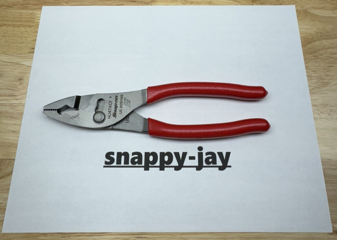 Snap-on Tools USA NEW STYLE RED Soft Grip 8″ Flank Jaw Slip Joint Pliers HJ47ACF