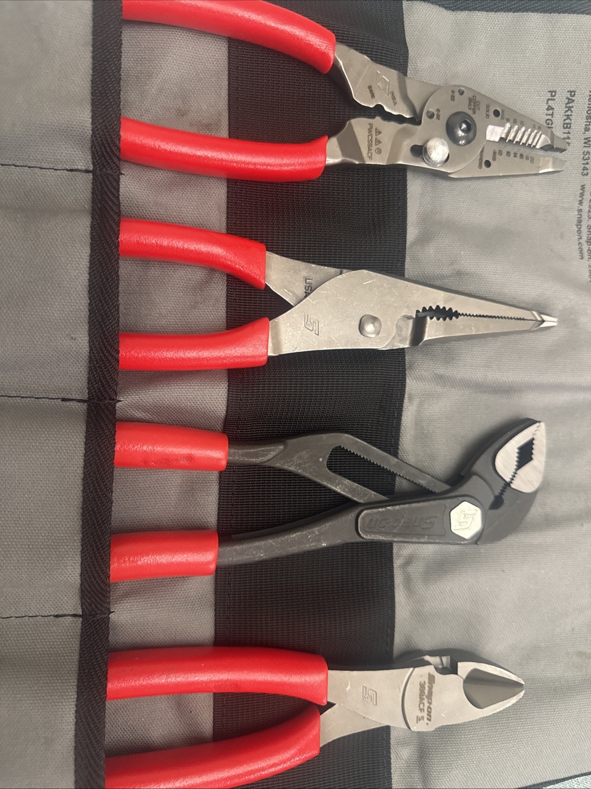 For Snap On 4pc Plier Set ( 388ACF + PWCS9AF + LN47ACF + AWPBX10) PL4TGKB1