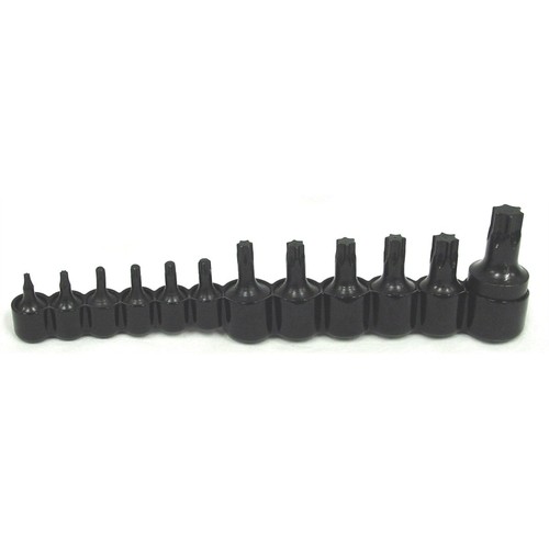 Lisle 27200 Torx Bit Set, 12-Pieces, T-10 to T-60, Heat-Treated Alloy Steel