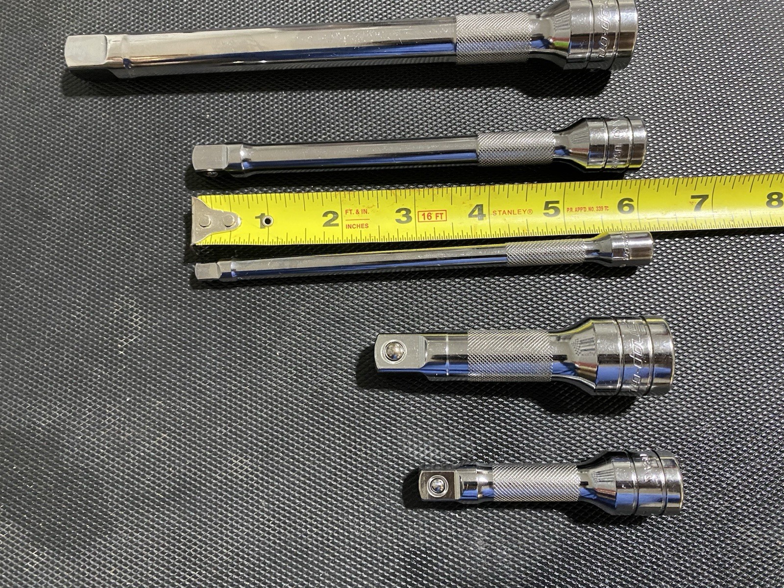 NEW Snap-On Tools 5 Piece 1/4 + 3/8 + 1/2 Drive Extension Lot Set 3-8 inches