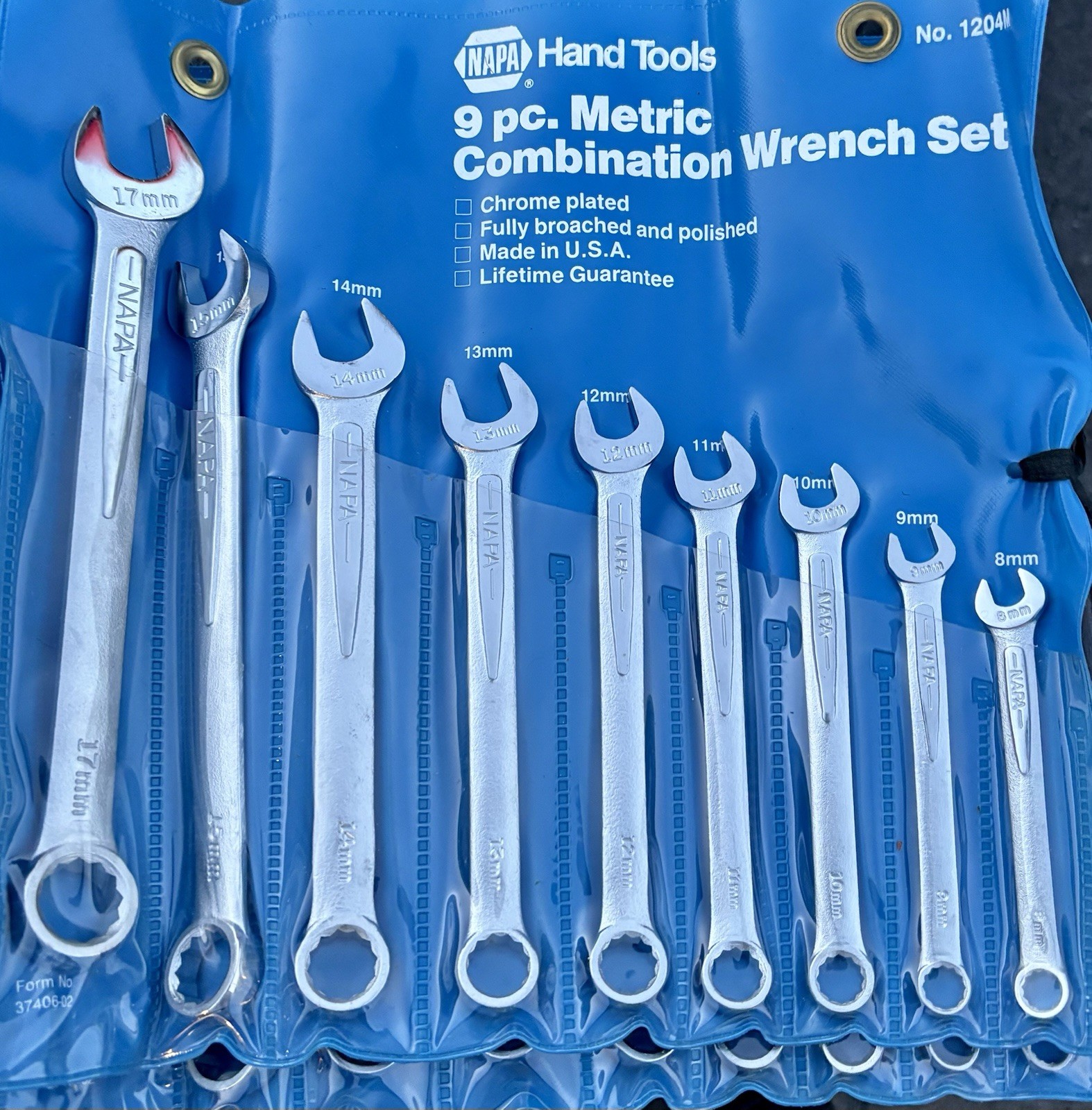 9 Pc Napa #1204M Wrench Set Broached and Polished Made In USA