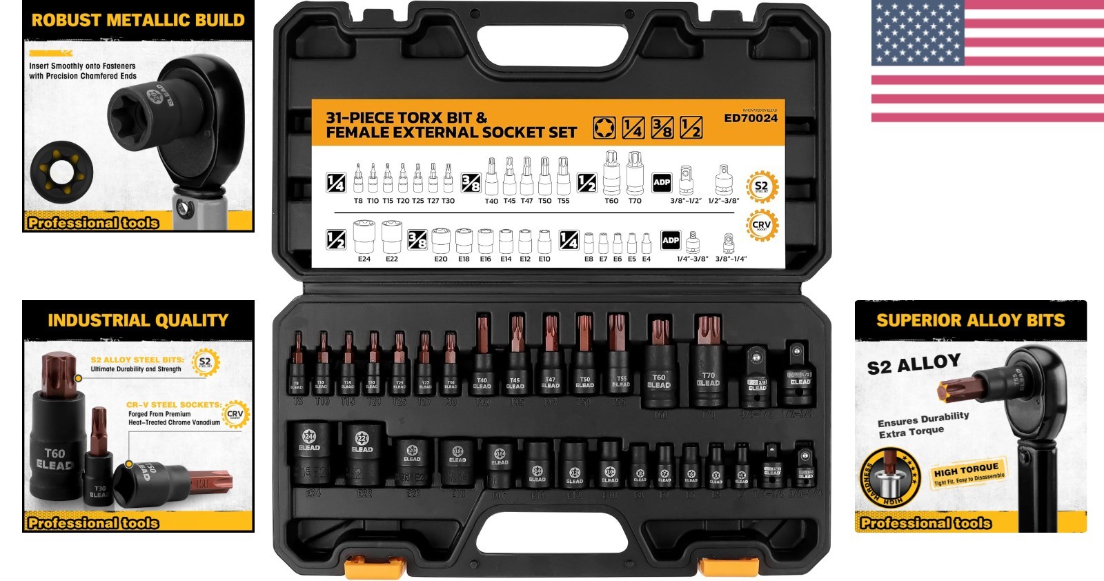 31-Piece Torx Bit Socket Set – CR-V & S2 Steel for Mechanics