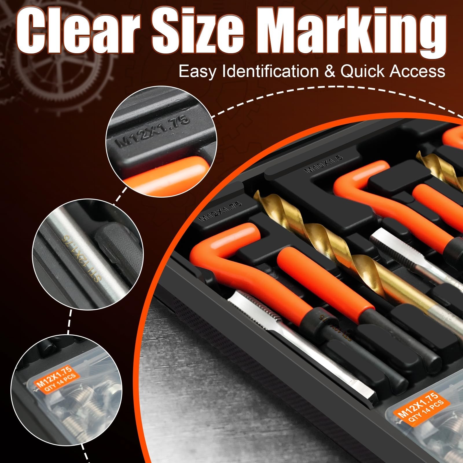 131-Piece Thread Repair Kit – HSS Drills, Inserts, Taps for M5 M6 M8 M10 M12