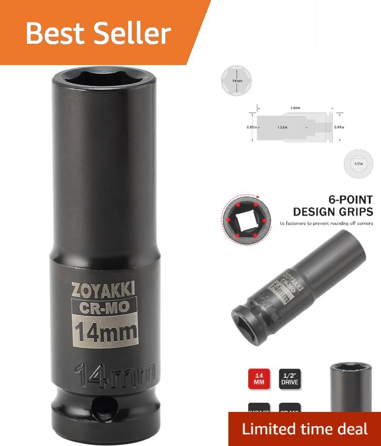 Hexagonal 1/2″ Drive 14mm Deep Socket – Chrome Moly Quality & Stability
